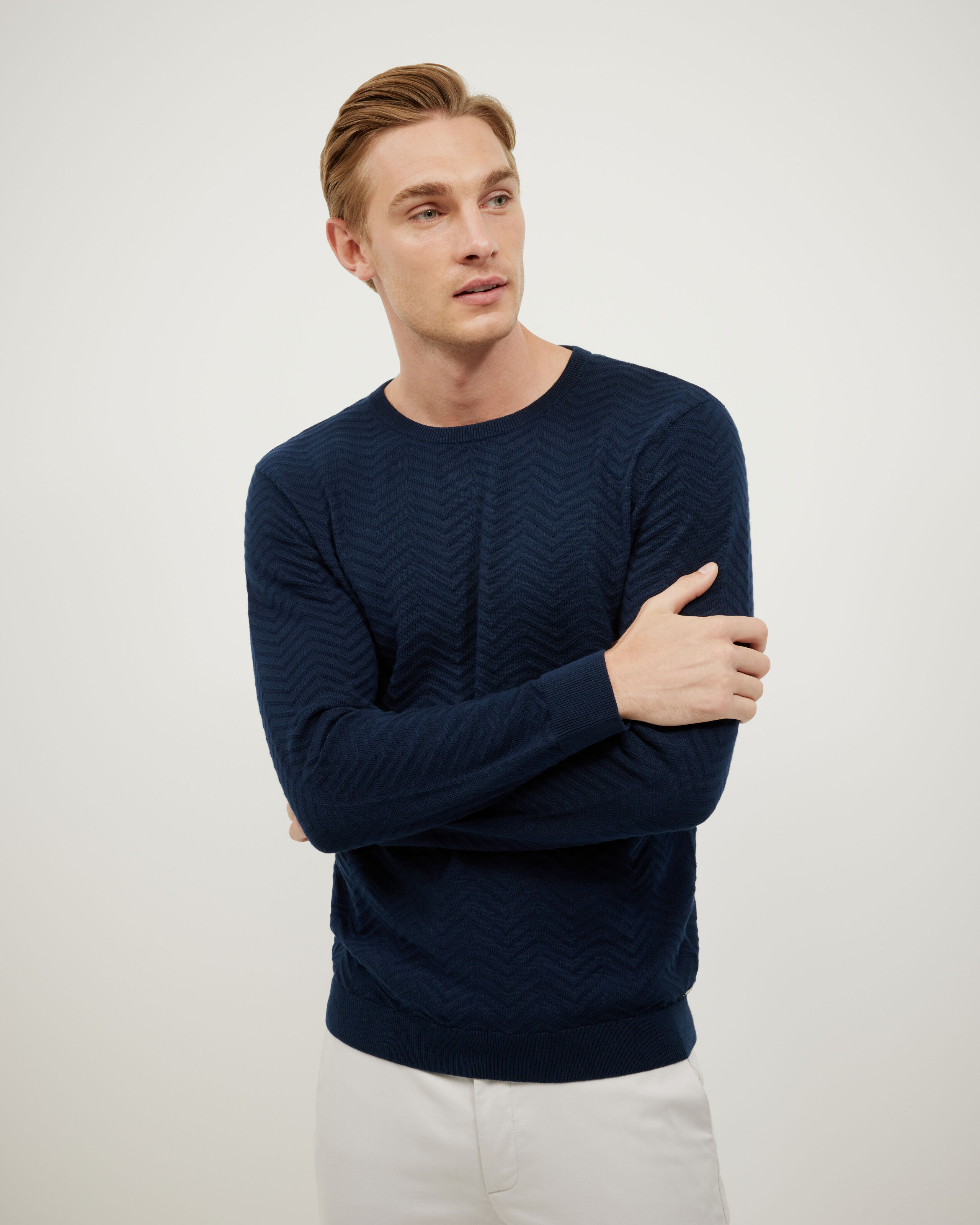 新品　正規品　BRIEFING STRIPE CREW NECK KNIT Wool_pattern_boxy_crew_neck-